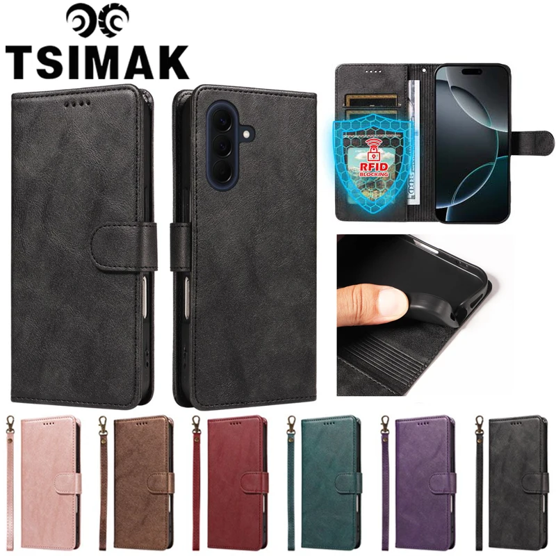 For Samsung A17 A27 A37 A57 Case Leather Cover for Samsung Galaxy A16 A26 A36 A56 A 57 5G Flip Wallet RFID Anti-Theft Phone Case