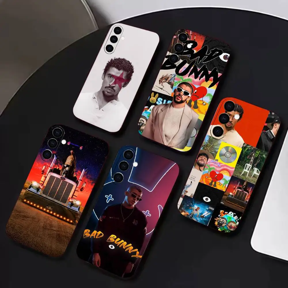 POP Rapper Bad B-Bunny Phone Case For Samsung A72,A53,A71,A70,A52,A73,A51,Silicone Black Soft