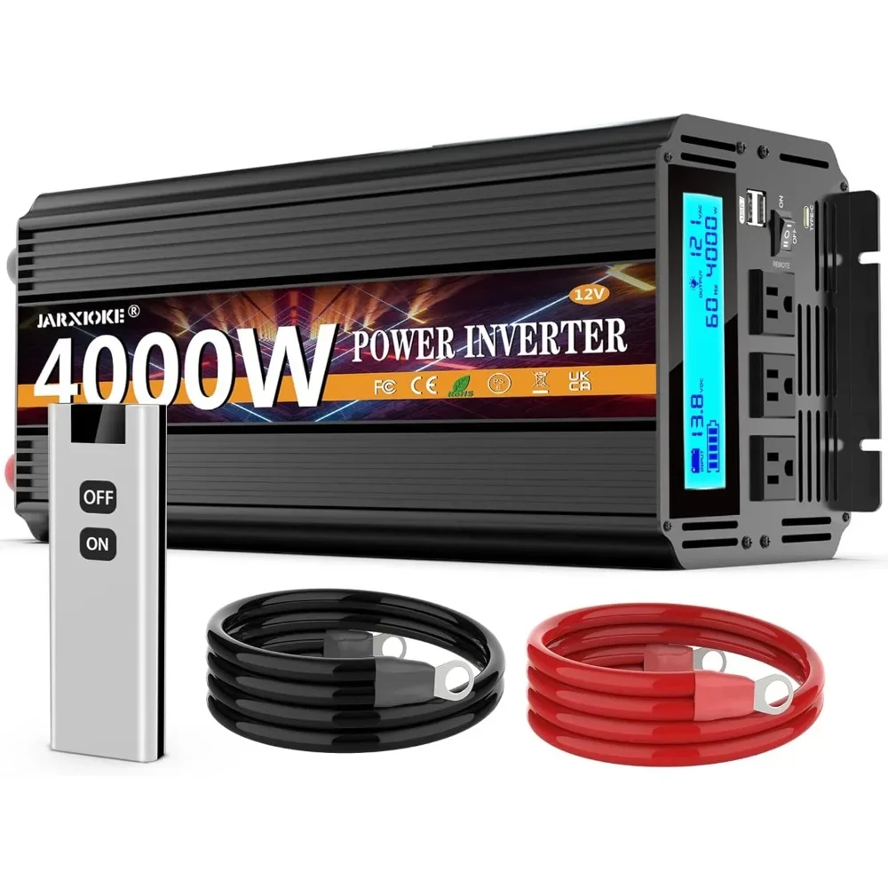 

4000 Watt Power Inverter 12V DC To 110V 120V Converter for Family RV Off Grid Solar System Car with Type-C Ports