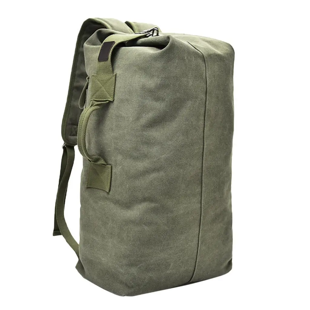 Outdoor Canvas Hiking Backpack Sport Rucksack Travel Duffel Bag Army Green S