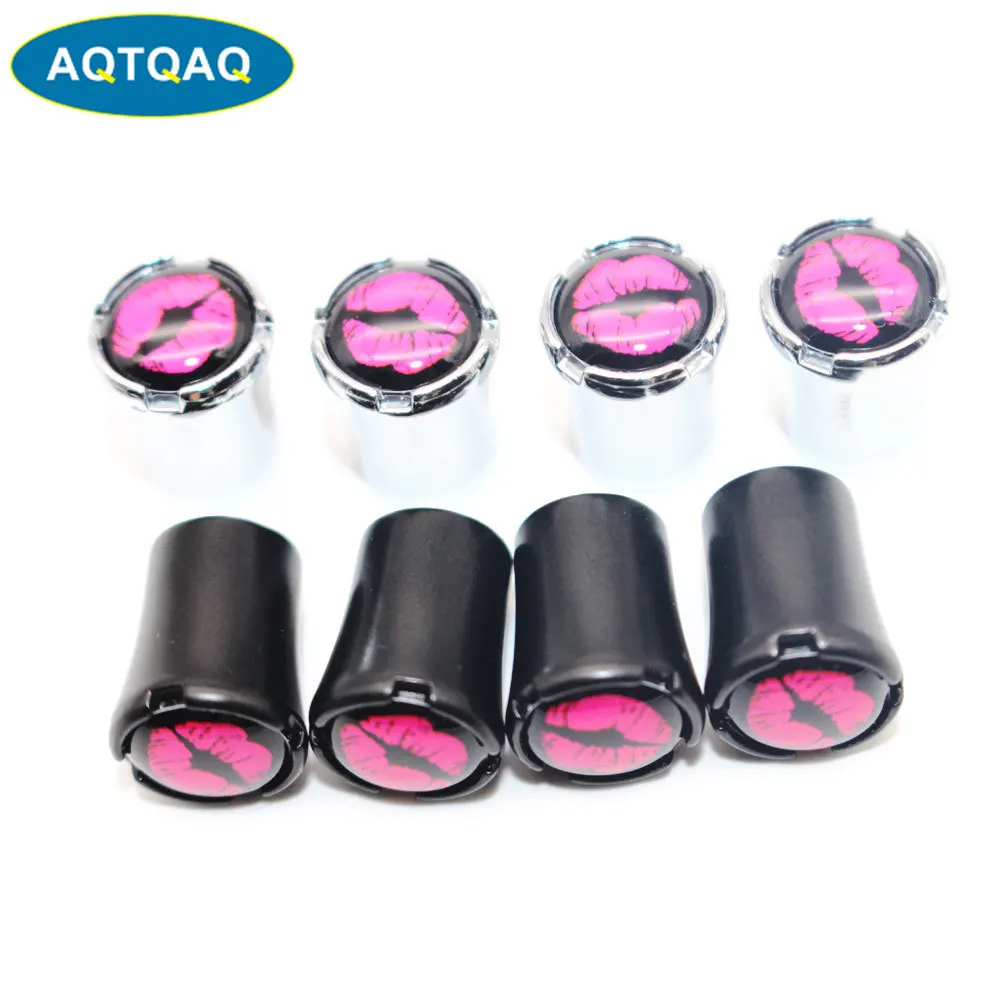 

AQTQAQ 4 Pcs/Set Zinc Alloy Lip Style Tire Valve Stem Cap Tire Wheel Stem Air Valve Caps for Auto Cars