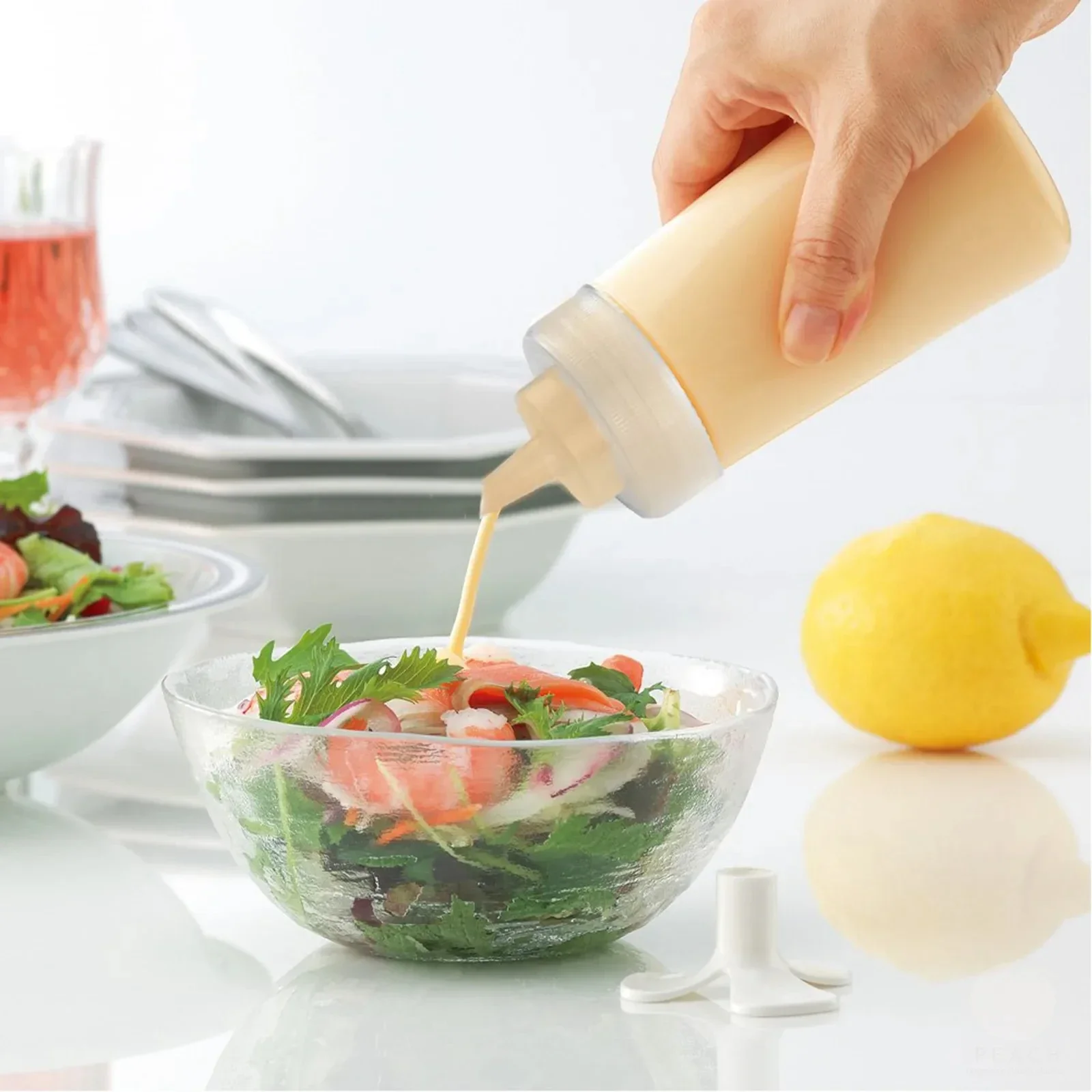 3pcs*2 Condiment Squeeze Bottles Hot Sauces Olive Oil Bottles Ketchup Mustard Dispensers Kitchen Accessories Gadgets 240 Ml