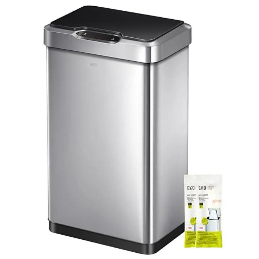 

Mirage-T 50 Liter/ 13.2 Gallon Touchless Rectangular Motion Sensor Trash Can Brushed Stainless Steel Finish
