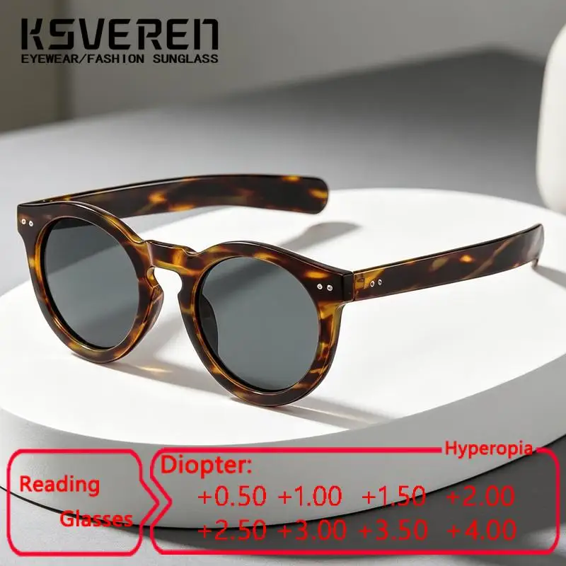 Designer Circular Gray Shade Reading Glasses Men Women Trendy Single Focus Prescription Eyewear Anti Blue Light Optical Readers