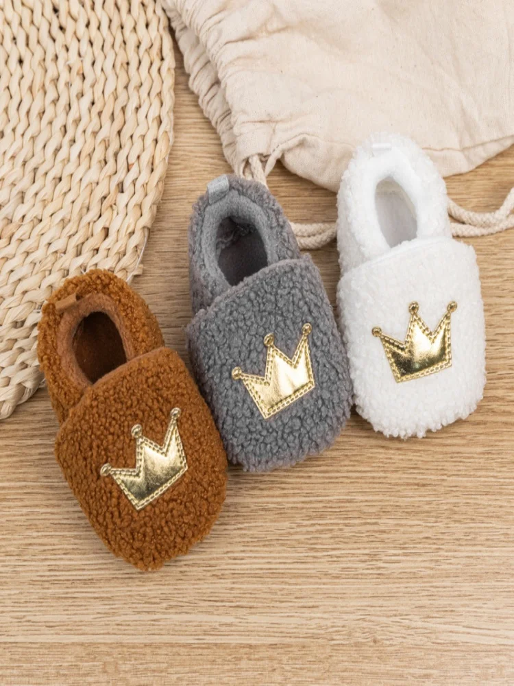 Couronne d'hiver poilue bébé coton chaussures baskets bébé chaussures coton bottes bébé chaussures 0-1 ans