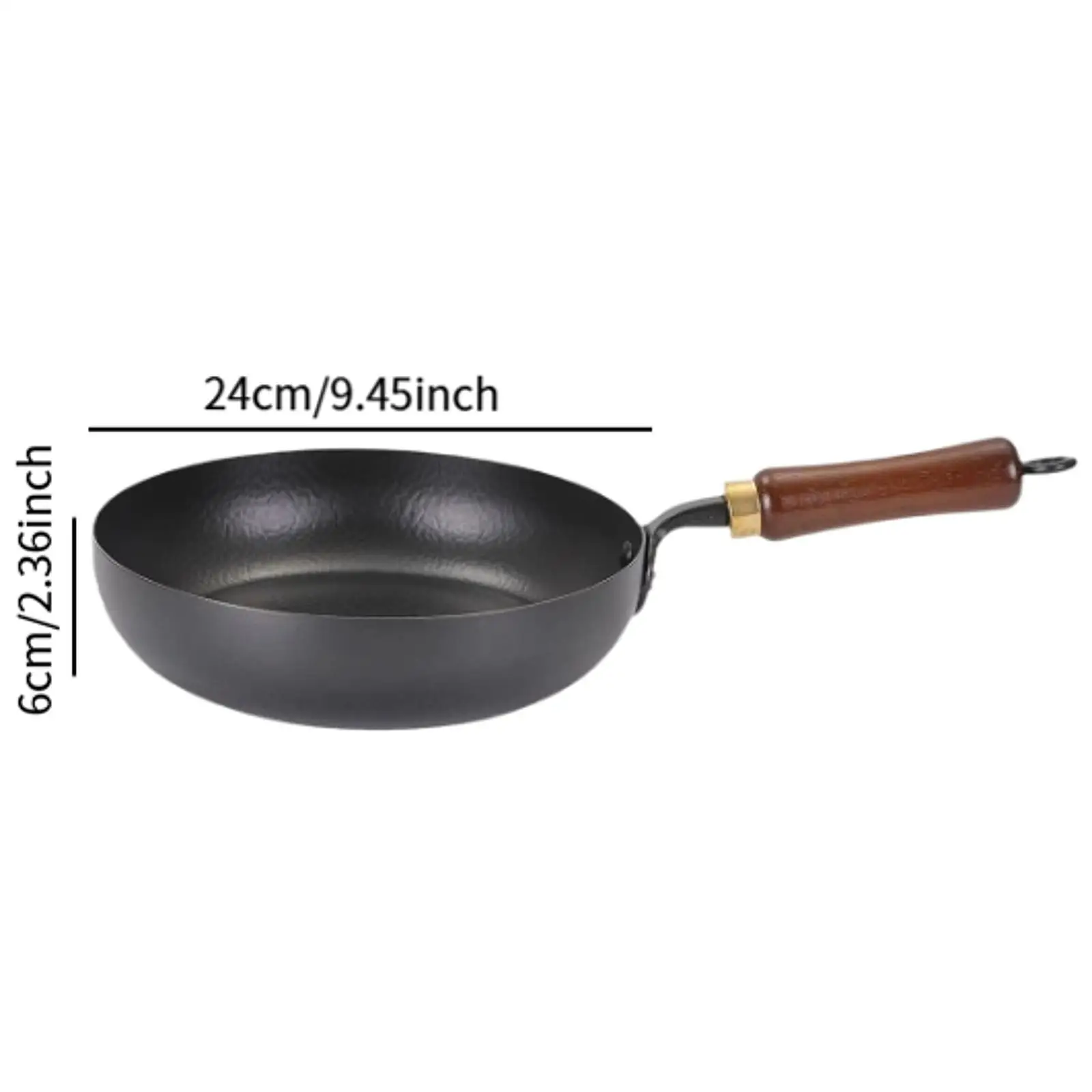 Iron Wok Pan Stir Fry Pan Comfortable Grip Easy to Clean Kitchen Supplies Frying
