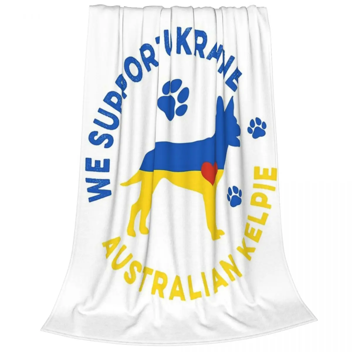 Australian Kelpie Ukraine Flag Patriotic Blankets Flannel Sofa Throw Blankets For Home Bedroom Outdoor Throws Bedspread Quilt