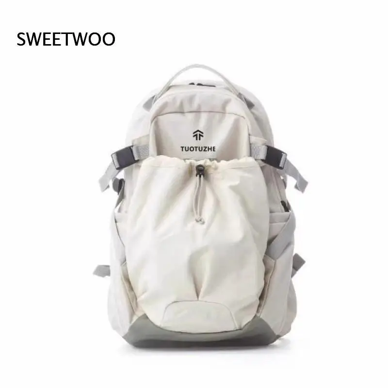 Outdoor Hiking Backpack Drawstring Front Pocket Large Capacity Rucksack for Camping Mountain Trekking Daily Trip