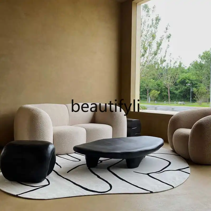 Low table pebble shape living room sculpture low coffee table