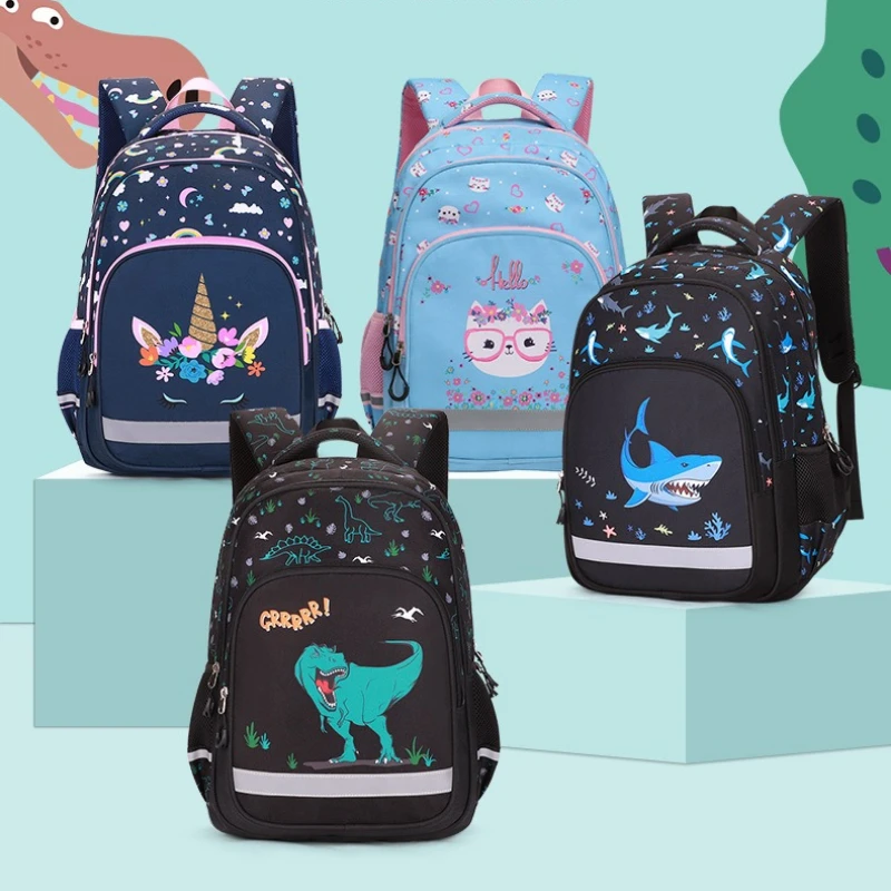 

Boys Girls Spine Protection School Bag Set, Printed Lightweight Pressure Relief Backpack