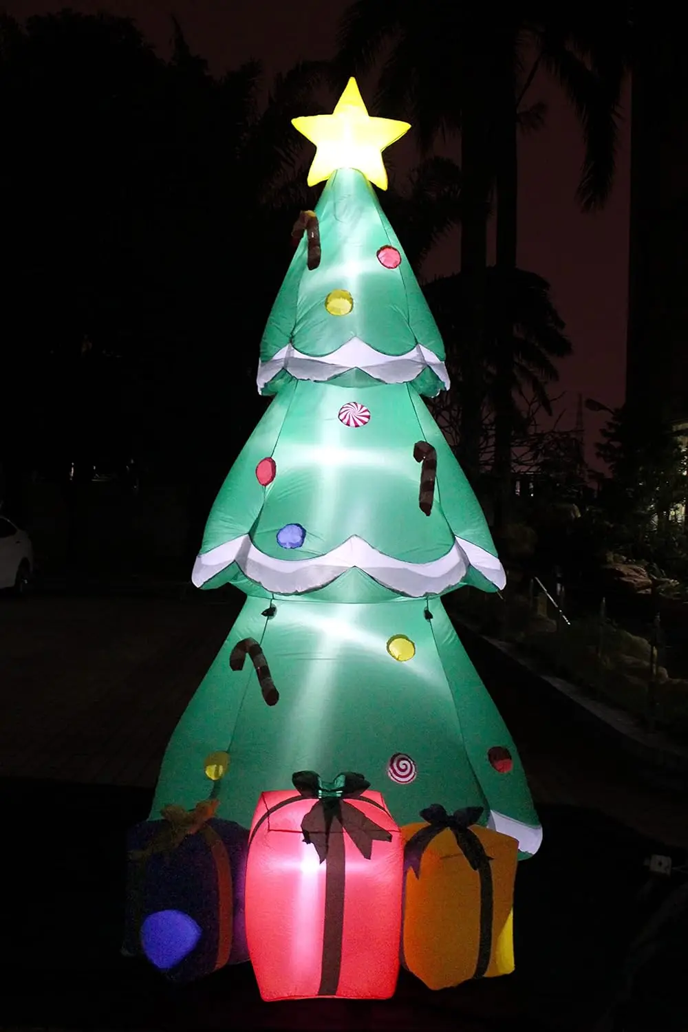 

12 Foot Tall Huge Christmas Tree with Star and Gift Boxes Lighted Blowup Party Decoration for Outdoo