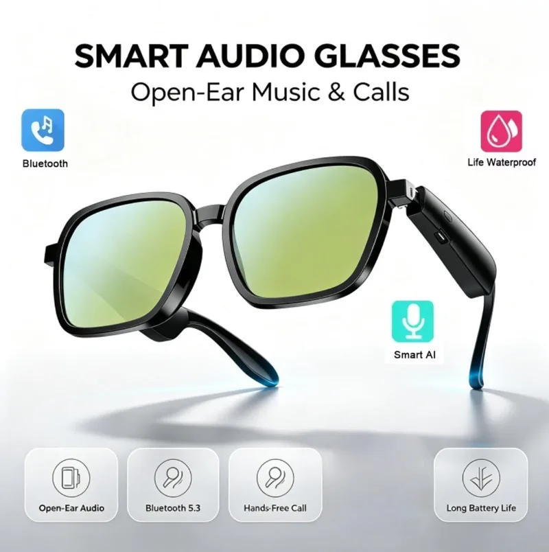 Men Women Smart Sunglasses 2026 New AI Voice Translation Bluetooth Call Music Play Open‑Ear Smart Audio Glasses