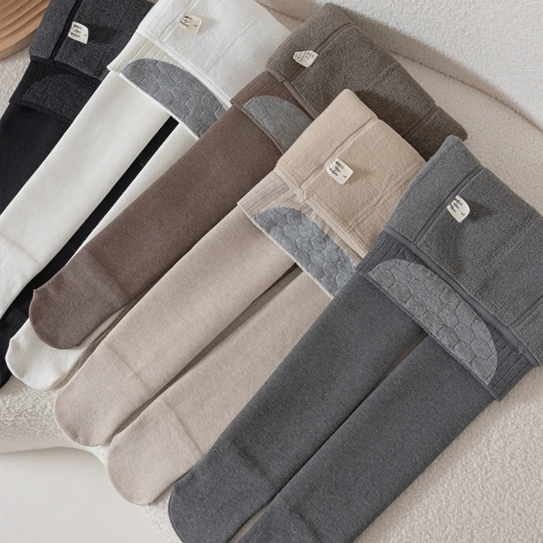 Autumn Winter Thicken Fleece Solid Girls Tights Cotton Windproof Warm Wide High Waist Kids Leggings Daily Wear Children Pants
