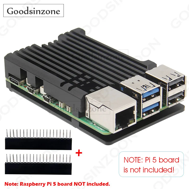 Raspberry Pi 5 Aluminum Armor Case - Passive Cooling Heatsink Shell with Thermal Tapes & GPIO Header (Pi 5 4GB/8GB Not Included)