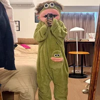 Cartoon Big Mouth Monster Cute Funny Onesie Pajamas Thickened Coral Fleece Homewear For Couples Men Women Autumn Winter Pajamas - Image 4