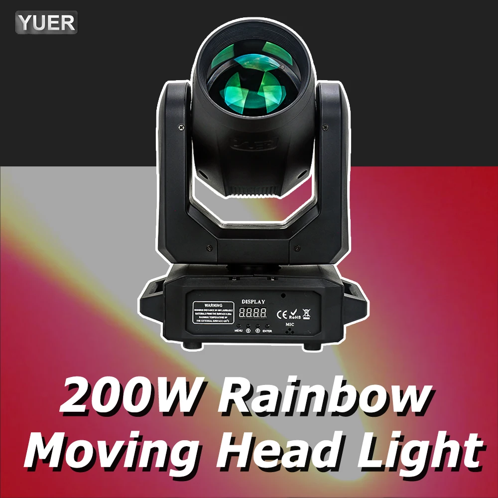 YUER 200W LED Moving Head Light Beam+Spot+18 Rotating Prisms+Rainbow Effect Dj Dmx Stage Light Effect Light Disco Dj Bar Party