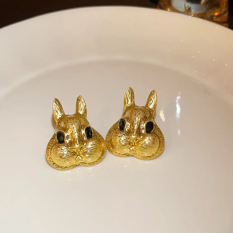 XIALUOKE Vintage Hyperbole Geometric Metal Animal Rabbit Earrings For Womens Personality Jewelry Accessories