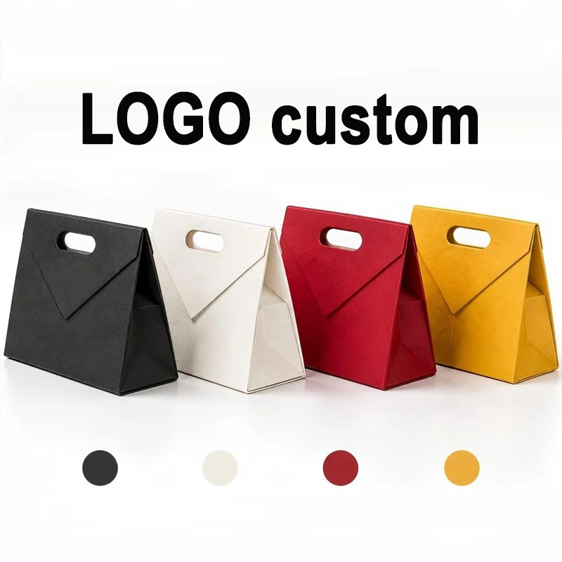 Stunning Triangle Box With Handle 10Pcs LOGO Custom Party Wedding Gifts Boxes For Guests Bridal Shower