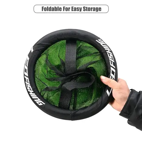 Durable Mesh Foldable Fishing Basket Drawstring Closure Bait Container Round Floating Basket 25/35cm Circular Live Fish Net