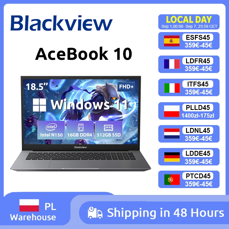 Image of Blackview ACEBOOK 10 Laptop-Computer 18,5 Zoll FHD 8000 mAh Intel N150 Windows 11 16 GB RAM 512 GB BT5.2 WiFi 6 Desktop-Notebook