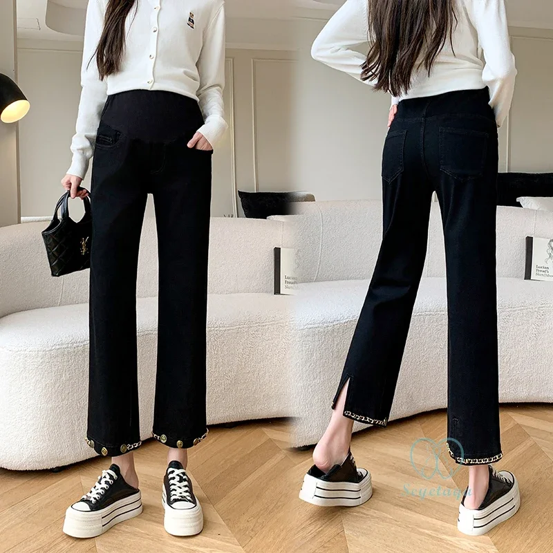 

Boot Cut Splits Leg Stretch Denim Maternity Jeans Spring Summer Pencil Belly Pants Clothes for Pregnant Women Pregnancy Stylish