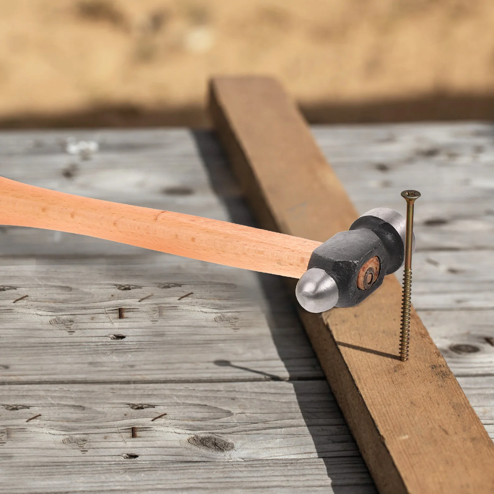 

Lightweight Woodworking Hammer Ergonomic Long Handle Round Head Non-Deforming Durable Home Furniture Installation Mallet Compact