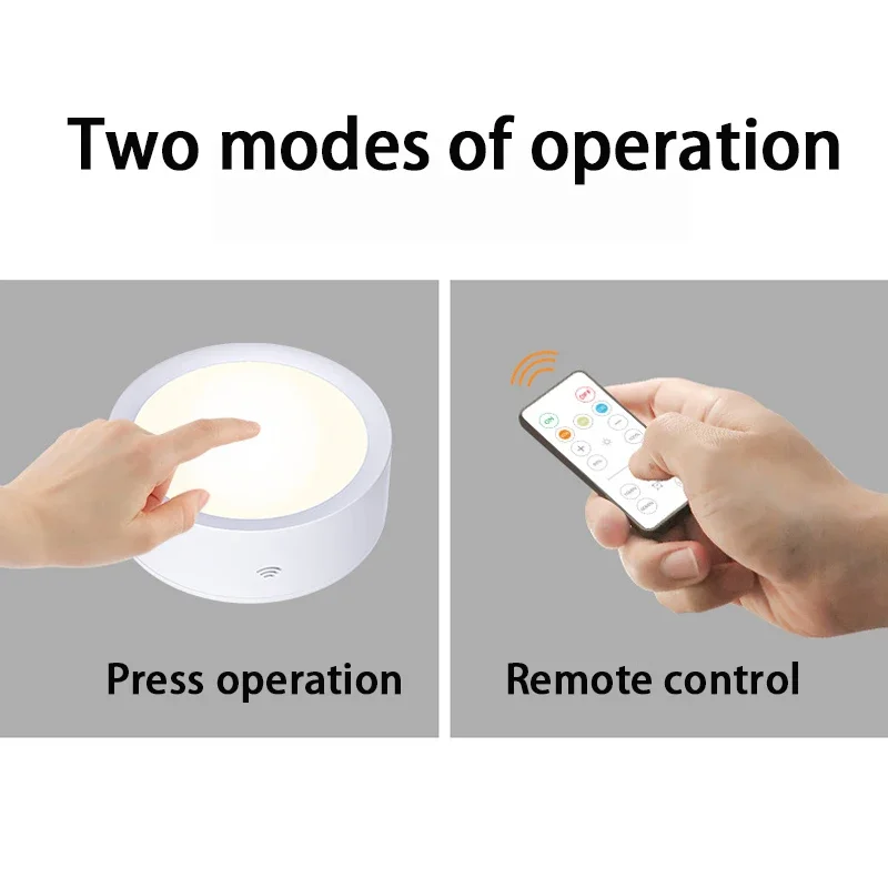 Battery Powered Night Light Remote Control Cabinet Light Dimmable Warm Light/White Light Kitchen Light Wardrobe Aisle Stair Beds