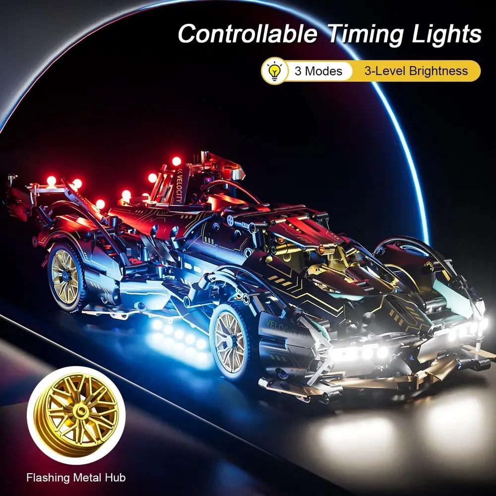 LED-Licht-Rennwagen-Modellbausatz im Maßstab 1:14, für Erwachsene und Jugendliche, ideales Geburtstagsgeschenk für Autoliebhaber ab 8 Jahren