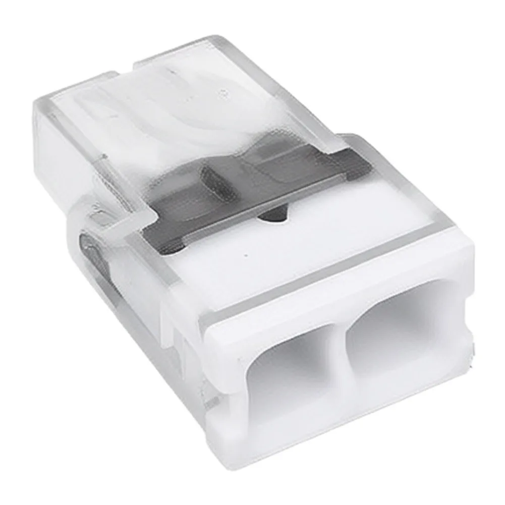 100pcs Standard Wire Connector Parallel Pin Terminal Block 1 Input 2 Outputs White Nylon 16.5x9.8x5.4mm for Wiring Jobs