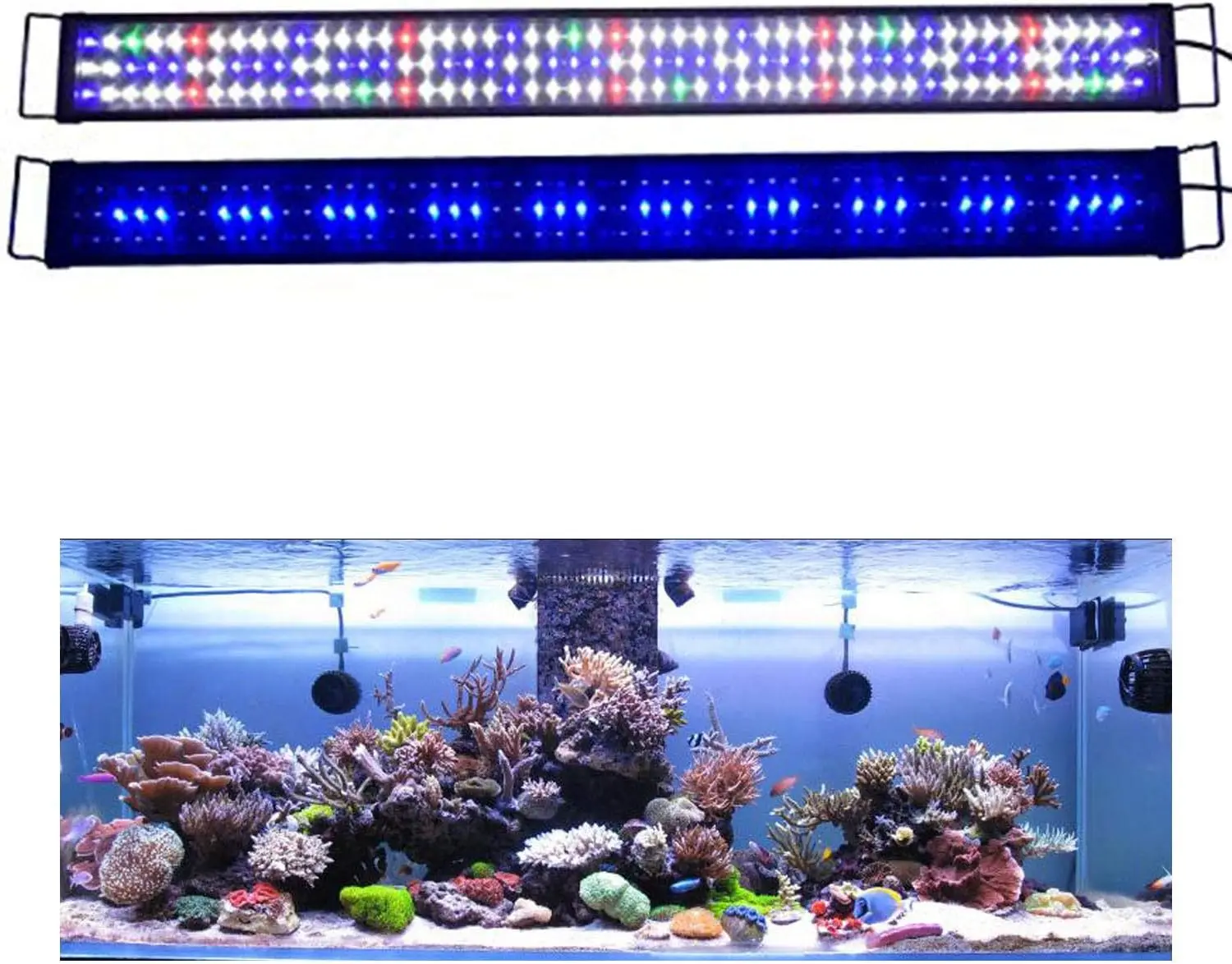 Upgraded Full Spectrum LED Aquarium Light for Freshwater Marine Plants, 60-72 Inch Hood Lamp with Multi-Color Decorations
