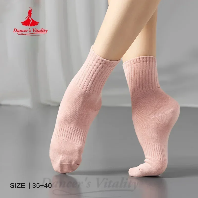 Modern Dance BellyDance Socks Solid Color Indoor Professional Anti Slip Cotton Sock Mid Tube Adult Ballet Yoga Practice Socks