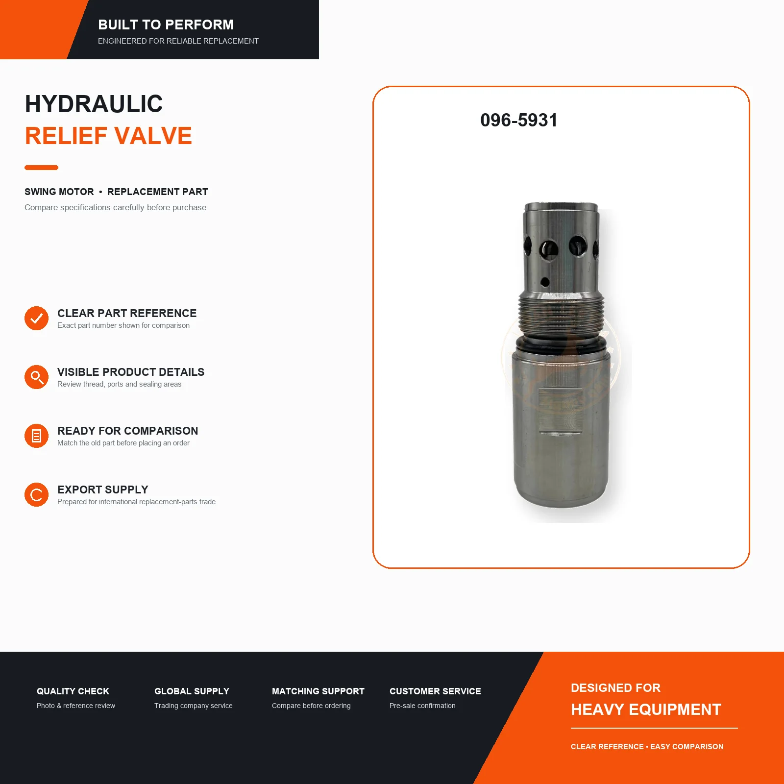 096-5931 Hydraulic Swing Motor Relief Valve for E200B EL200B Excavators