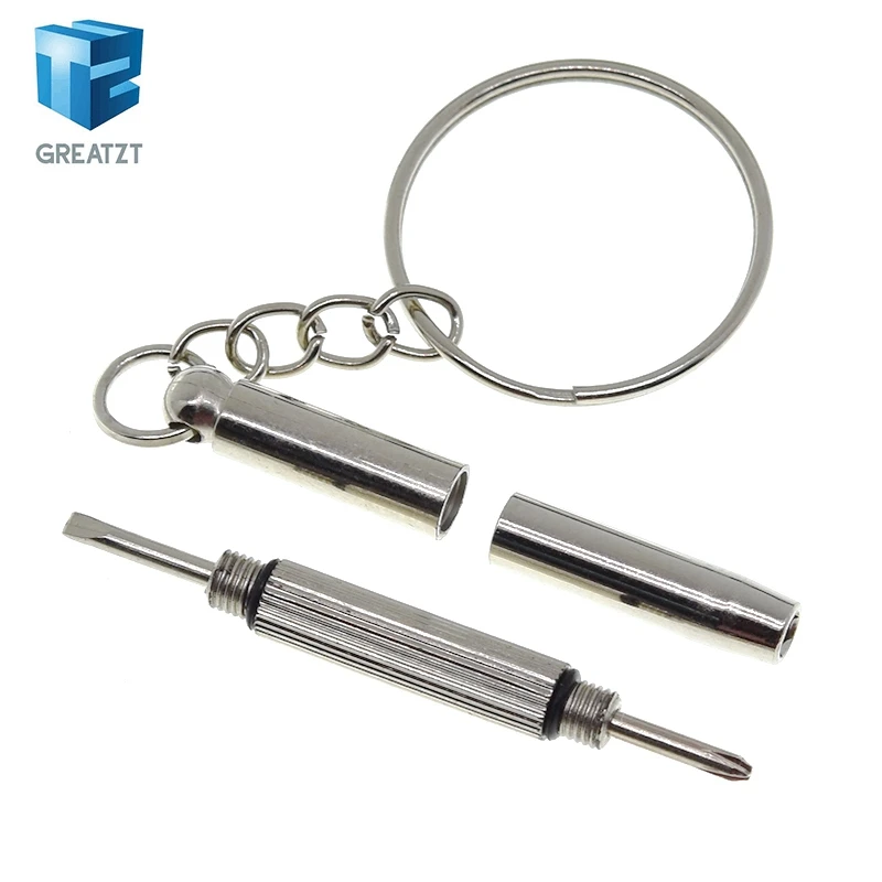 1/2/4PCS 3 In 1 Screwdriver Eyeglass Sunglass Watch Repair Screwdriver Set Keychain Stainless Steel Mini Screwdriver Hand Tools