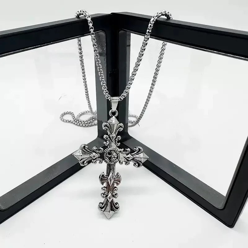 Stainless steel silver cross jewelry set