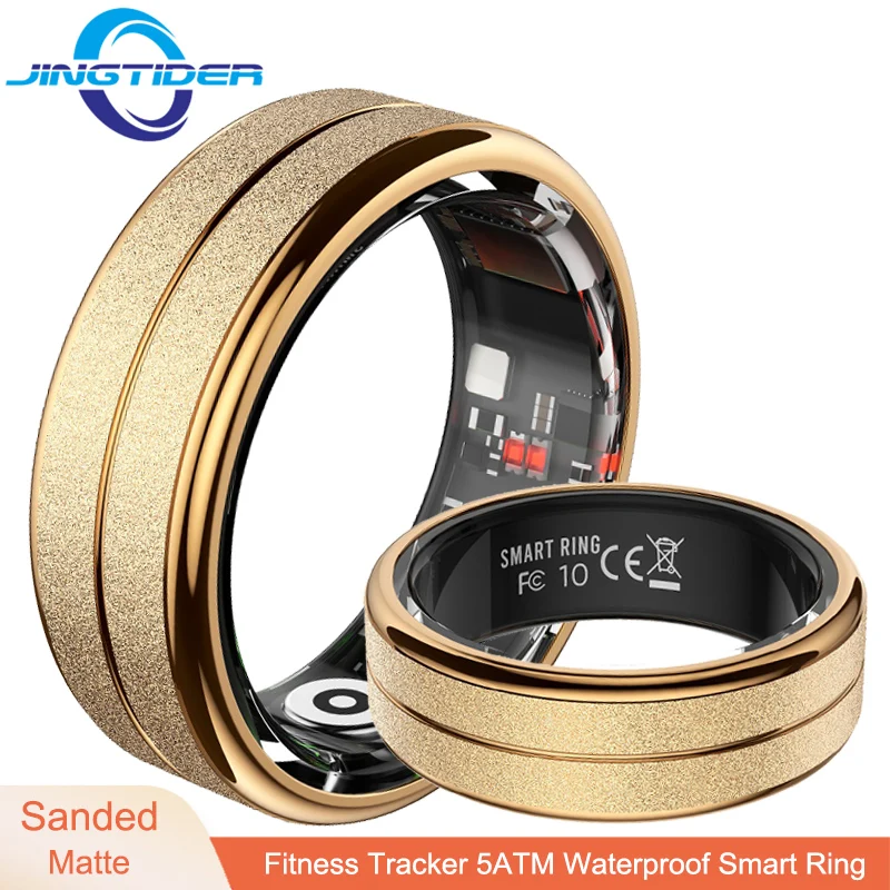New R04S Men Women Smart Ring Fitness Tracker 5ATM Waterproof Sanded Matte Stainless Steel Health SpO2 Sleep Monitor Finger Ring