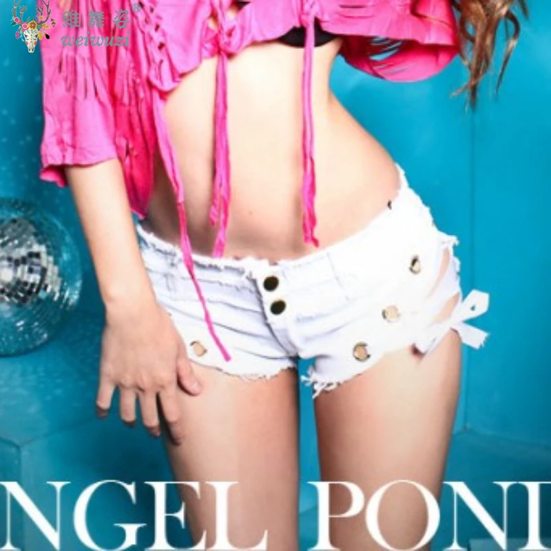 

Sexy Charming Low Waist Denim Shorts Women Clothing FashionBandage Jeans Super Shorts NightClub DJ Pole Dance DS Party Hot Pants