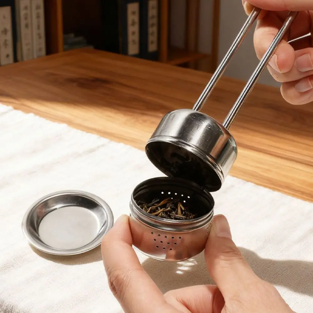 Stainless Steel Tea Infuser Reusable Fine Filter Loose Leaf Tea Strainer Easy Clean Extended Handle Tea/Coffee Press Infuser