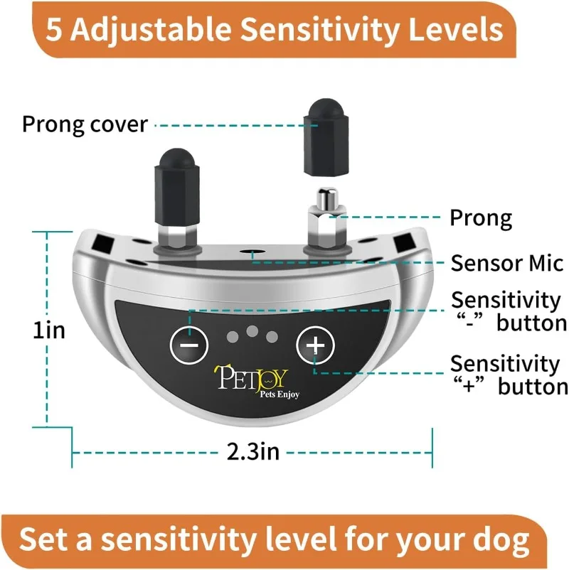 2 PCS Dog Anti Barking Shock Collar Automatic Barking Collars No Bark Electric Collar for Small Medium Large Dogs Waterproof - view 5