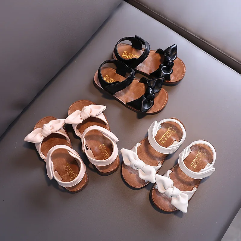 Casual Butterfly-knot Non-slip Soft Kid Toddler Baby Shoes Summer Korean Little Children\'s Girls Princess Open Toe Beach Sandals