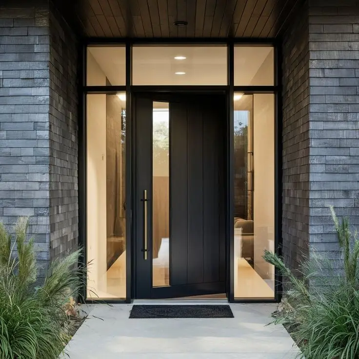Customized Multiple Styles Entrance Door Embedded Tempered Glass Aluminum Alloy Heavy Duty Security Doors Household Front Doors