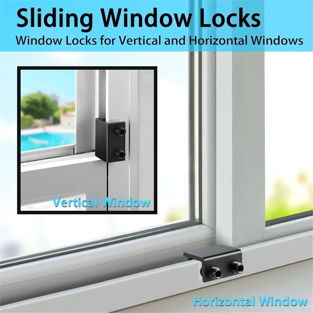 newA10R Window Locks,Sliding Window Locks with Key,Easv to Install,Adjustable Security Window Lock for Patio Bedroom Home, 8PCS