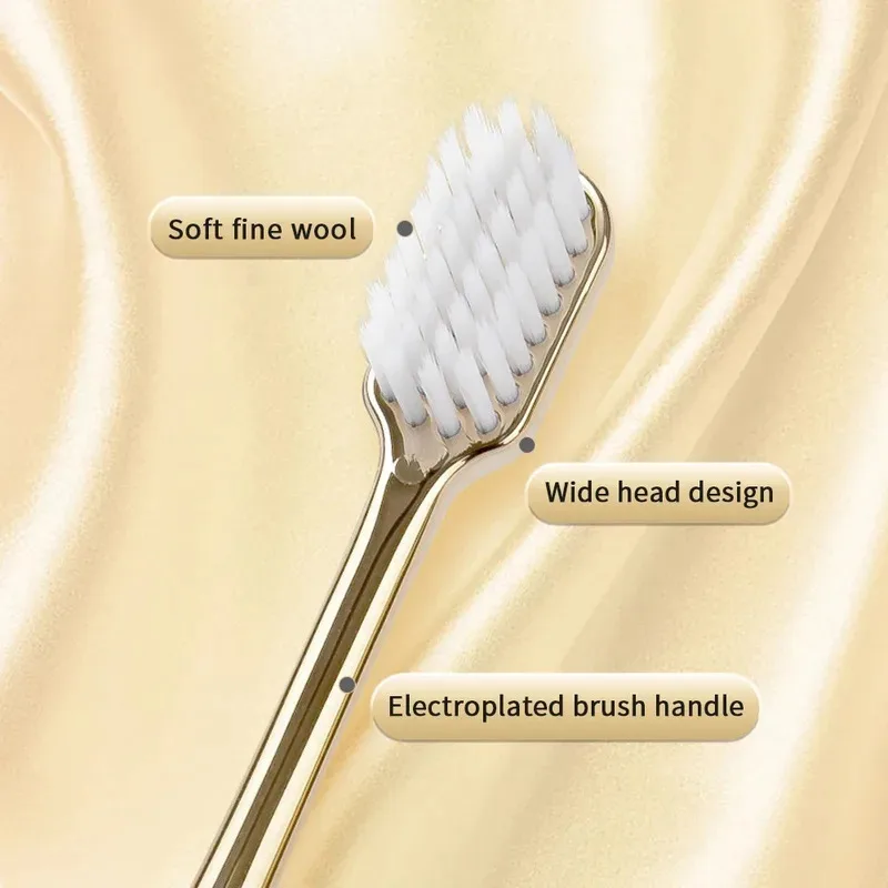 2/4Pcs  Luxury Soft Toothbrush Men Women Adult Tooth Brush Electroplate Gold Silver Color Dental Brushes Toothbrushes