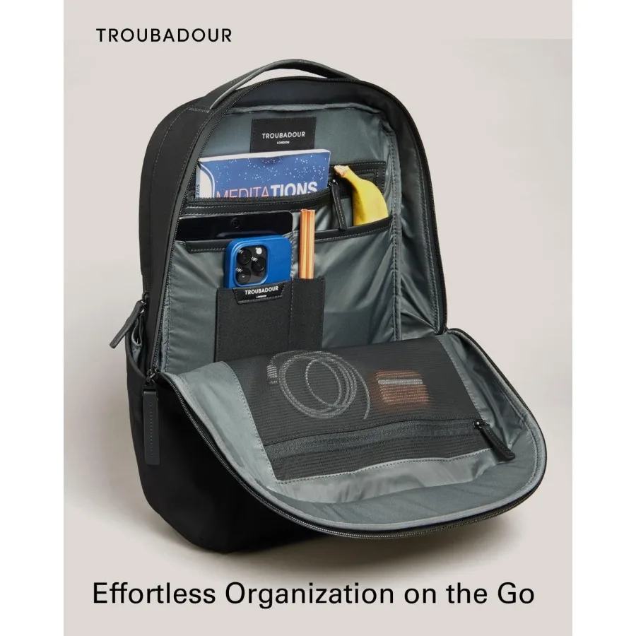 حقيبة ظهر للكمبيوتر المحمول Premium Troubadour Apex 3.0-22L - مريحة ومقاومة للماء - مصممة للعمل والسفر - أسود