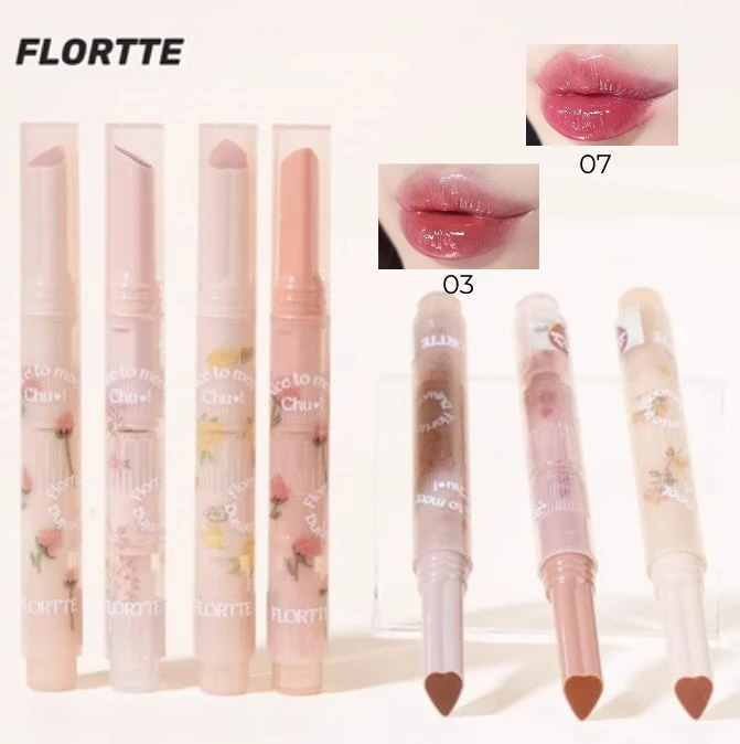 FLORTTE Jelly Mirror Watery Lipstick Pencil First Kiss Series Love Lip Glaze Hydrating Women Beauty Cosmetics