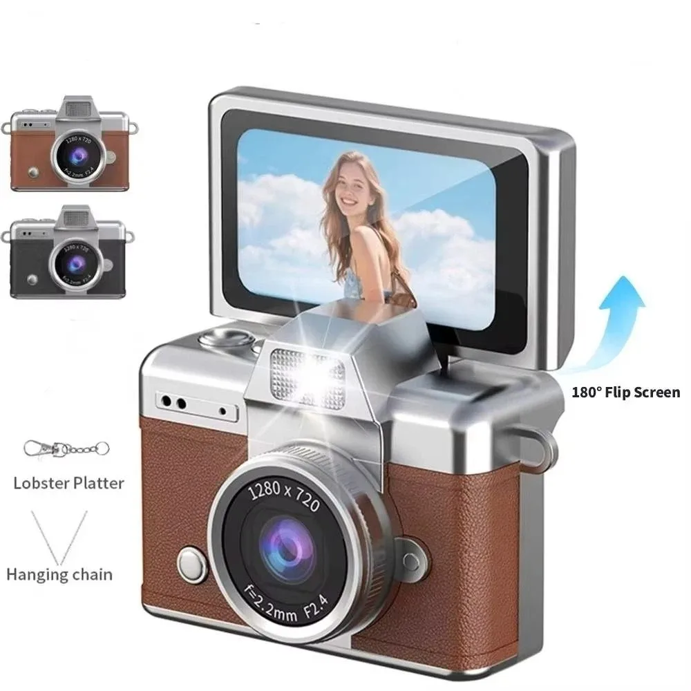 Cámara de Llavero con Pantalla de 1.47 Pulgadas y Rotación de 180° °   Mini Cámara Digital con Pantalla Abatible y Correa para el Cuello, HD 1080P, Cámara para Selfies con Pantalla Abatible