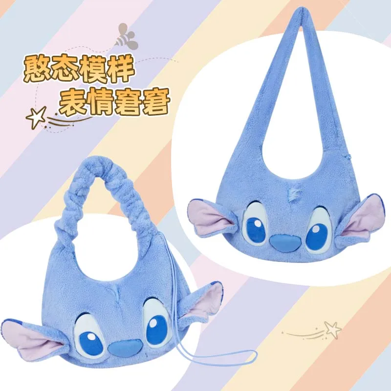 Genuine 2025 In Stock New Disney Cute Cartoon Winnie Stitch Strawberry Bear Doll Bag Tote Bag Holiday Gift For Friends And Girls