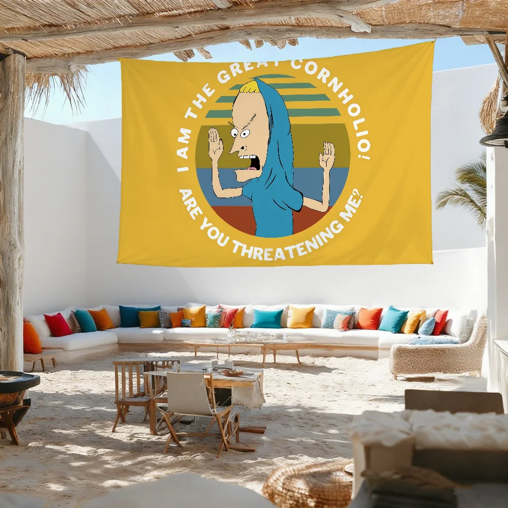Funny b-Beavis and b-Butt Head meme flag For Outdoor Camping Bar Picnic Party Home Decoration Ornaments Banner