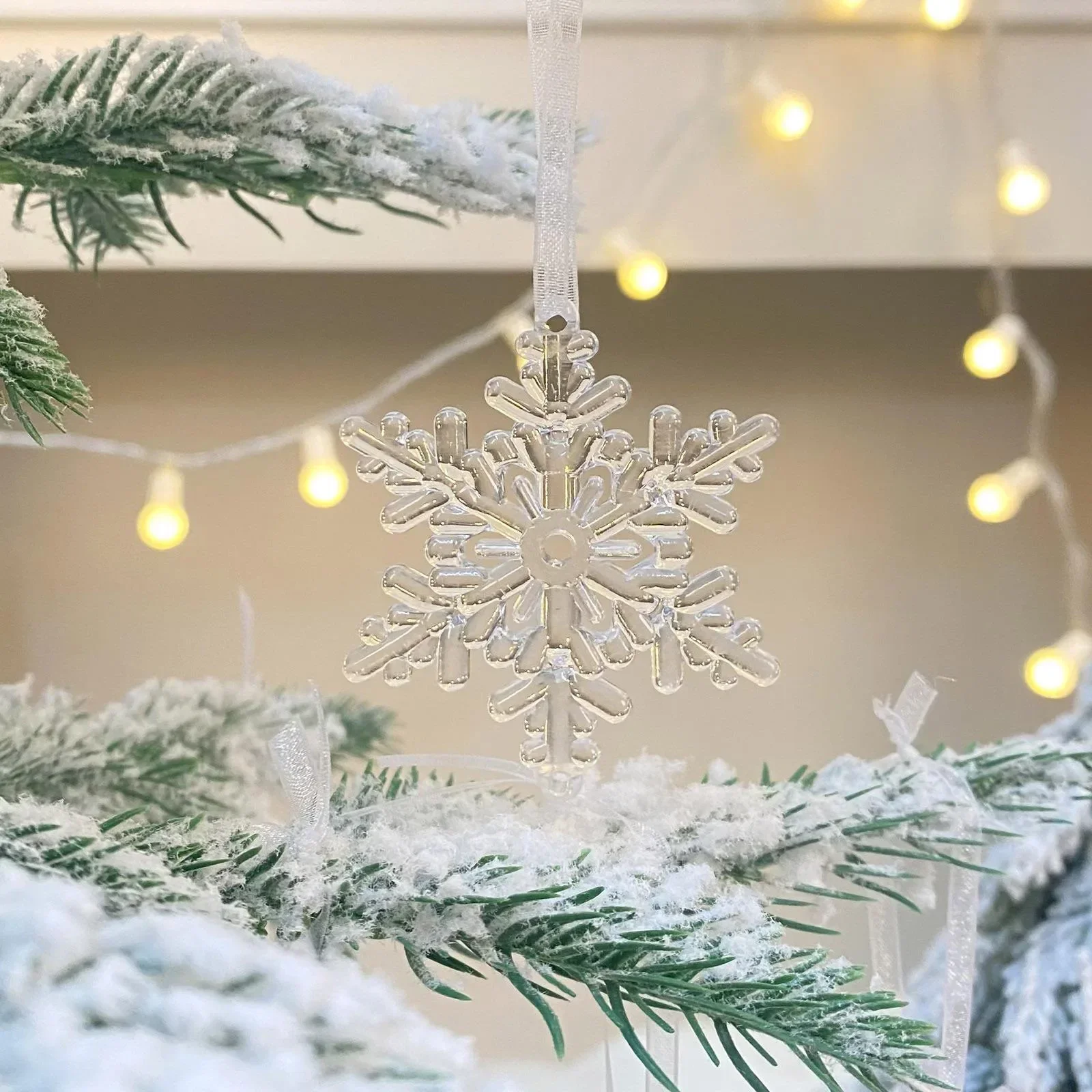 3pcs natale trasparente ciondolo fiocco di neve ornamenti per l\'albero di natale decorazioni natalizie per la casa natale Navidad capodanno