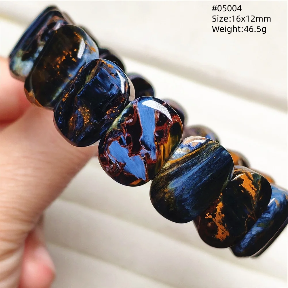 Natural Blue Yellow Pietersite Bracelet Rectangle Beads Chatoyant Cat Eye Fire Namibia Pietersite Jewelry AAAAA