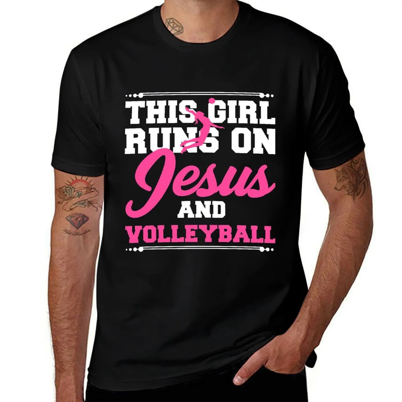 Funny Girl Jesus Volleyball Apparel T-Shirt cotton t shirts high quality black cotton t-shirt plain for man package T-Shirt
